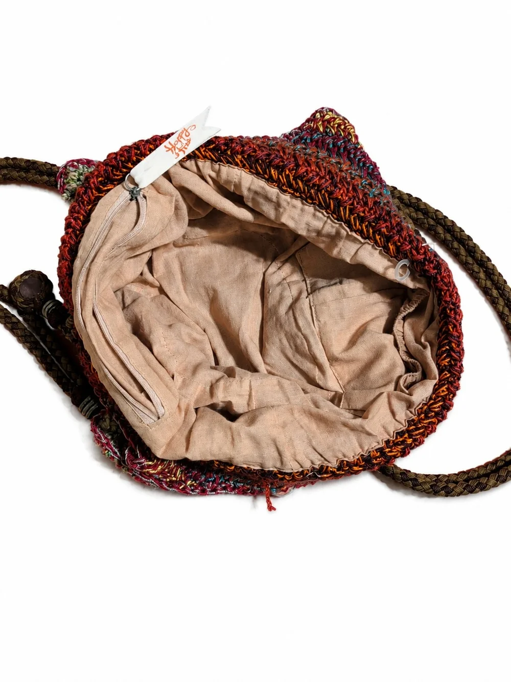 Sakroots Multicolor Crochet Hobo with Brown Braided Handles